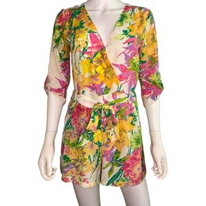 Yumi Kim Pink and Yellow Floral Romper